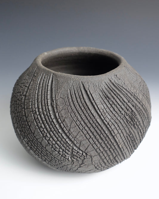 crackled round vase